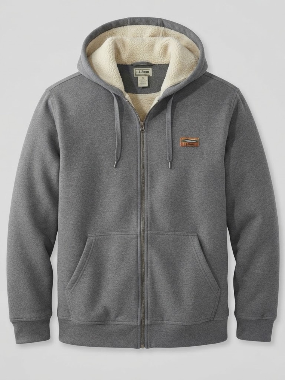 L.L. Bean Gray Sherpa-Lined Full-Zip Hoodie